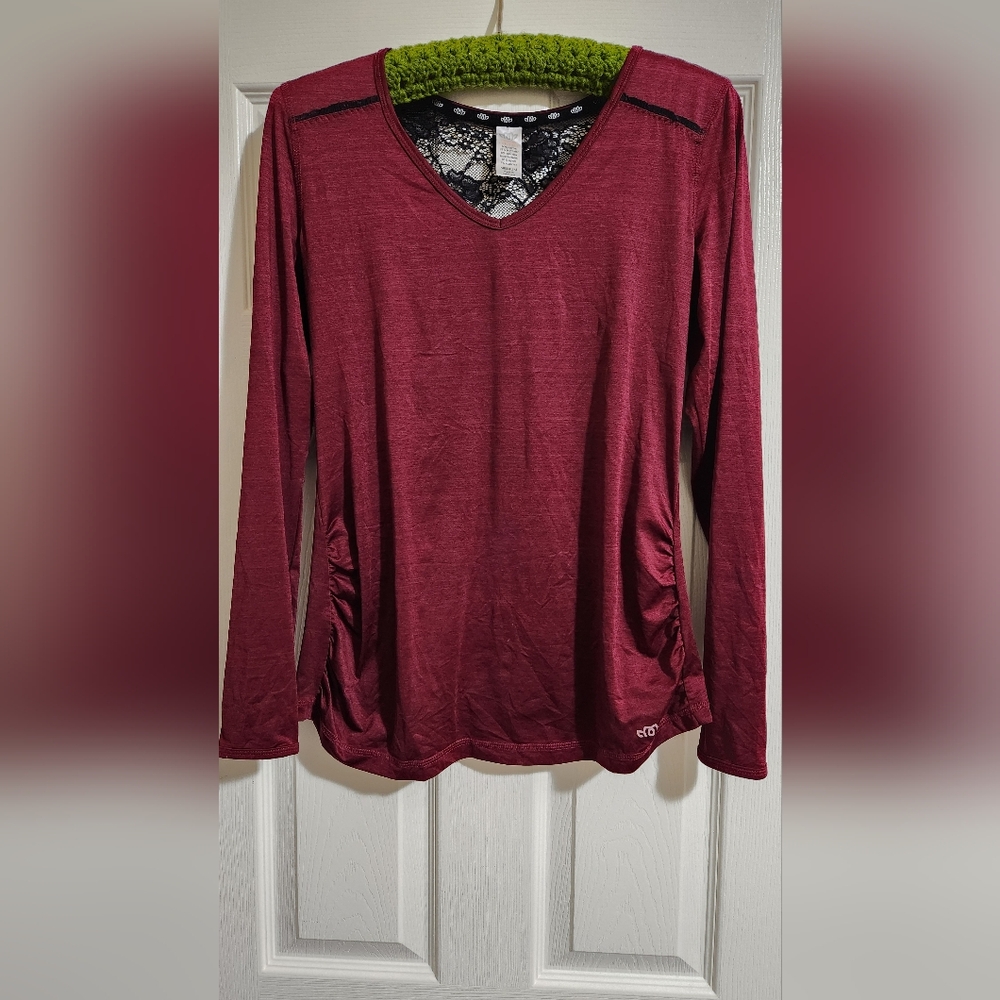 Women's Burgundy Long Sleeve Top